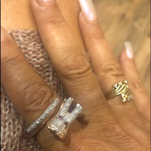 1 DY Sale ONLY! 14K ROSE GOLD DRAGON WHite Sapph R - Picture 6 of 16